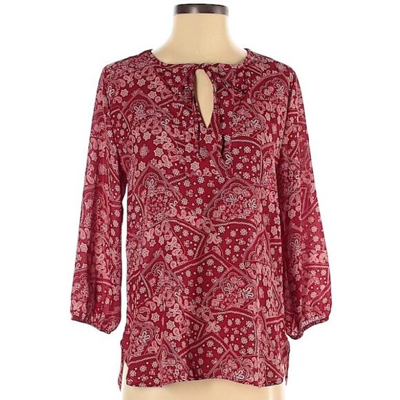 West Kei Nordstrom Red Bandana Boho Print Blouse Size S - Picture 2 of 9